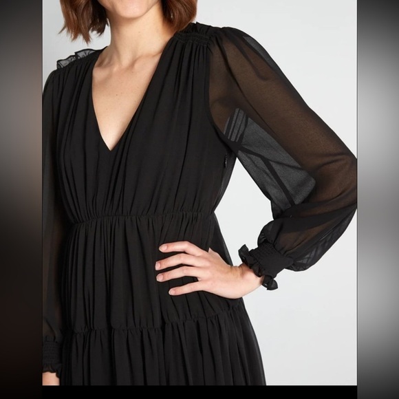 Mod cloth cheer for tiers black sheer ruffled women’s size 0 dress NWOT - Picture 3 of 7